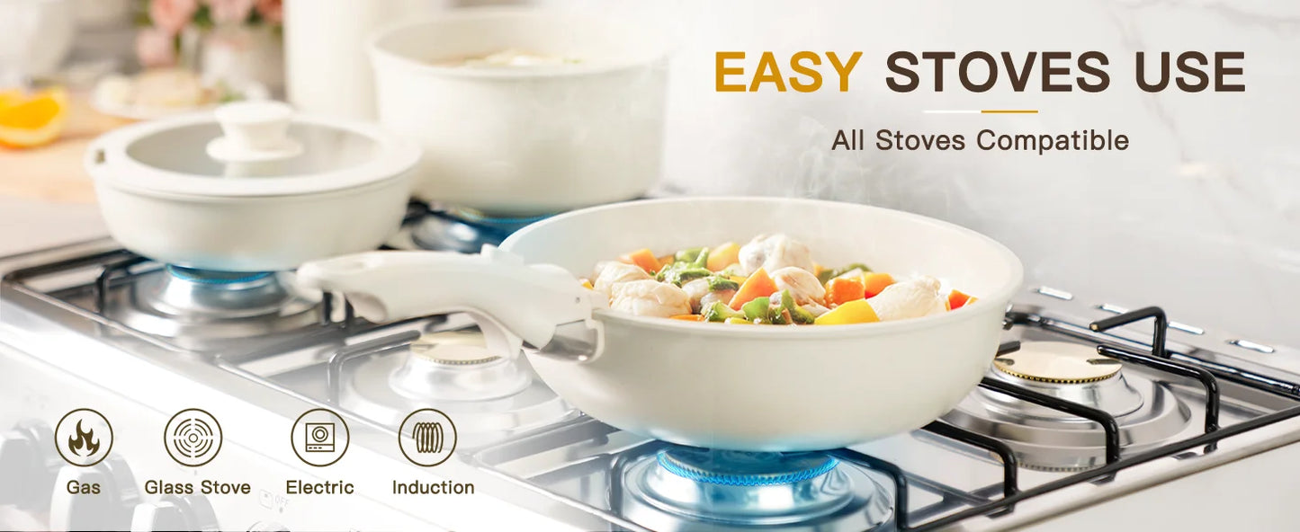 Astercook 21 Non Stick Ceramic Cookware Set Sensor Handles