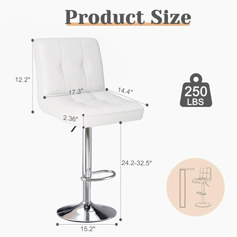 Adjustable Swivel Barstools with Thickened Seat Cushion - Cheerful Home Finds