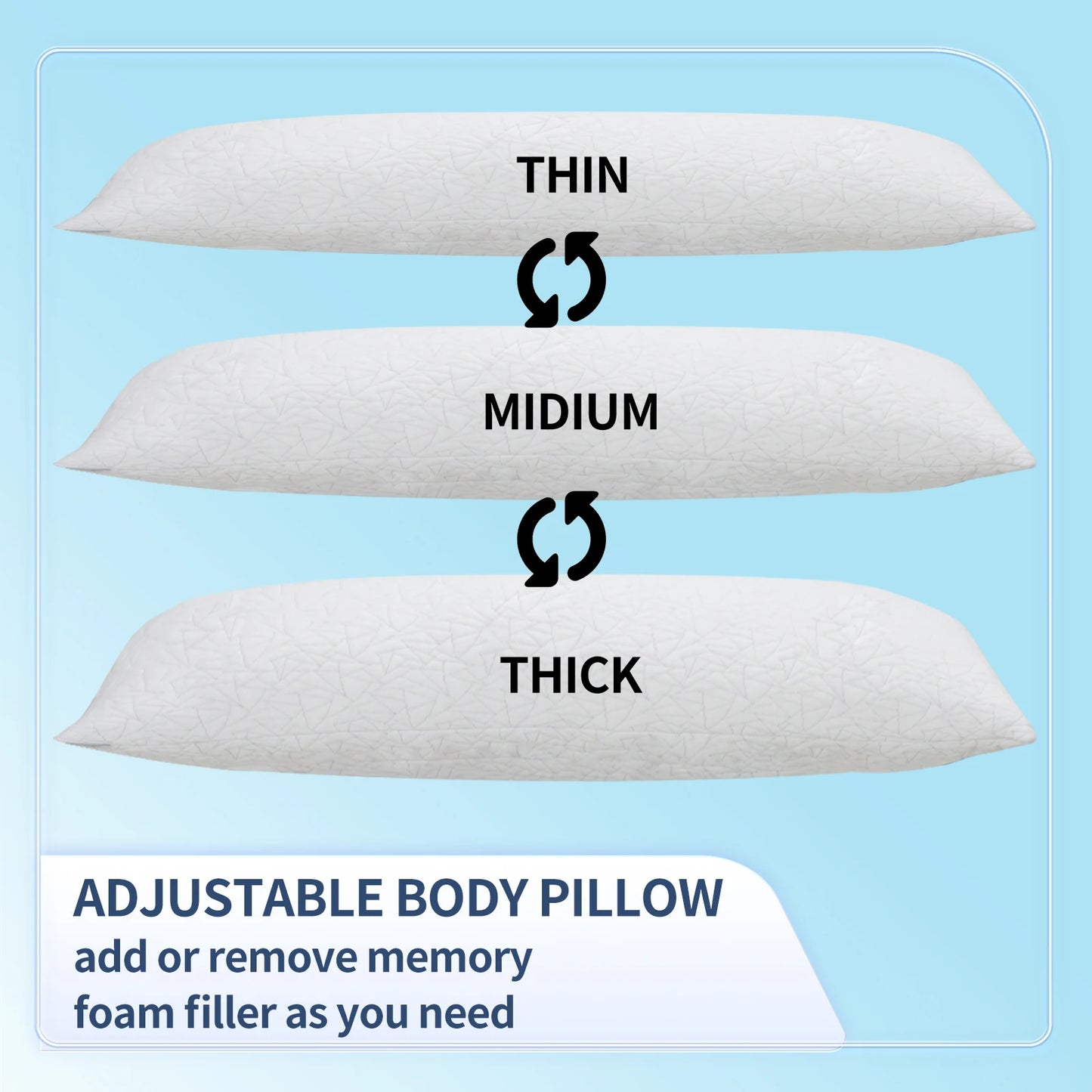 Memory Foam Body Pillow - Fluffy Long Bed Pillow 20x54 Inch - Cheerful Home Finds