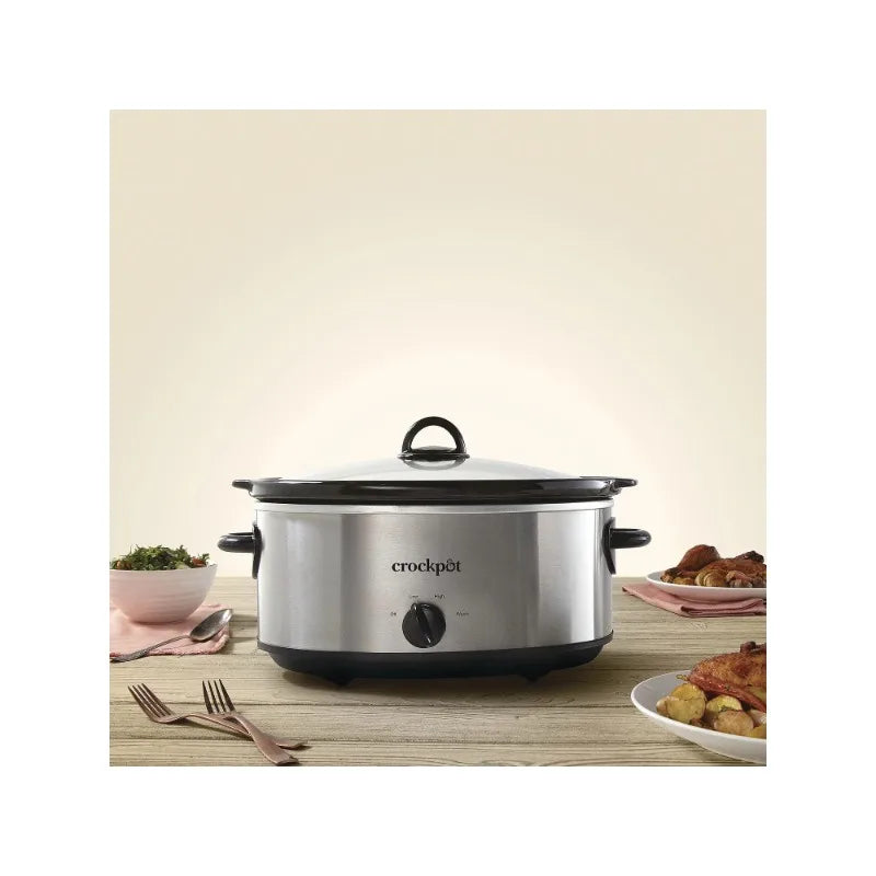 Crockpot 7 Quart Slow Cooker Manual Stainless Steel HAOYUNMA Capacity Over 6L 120V
