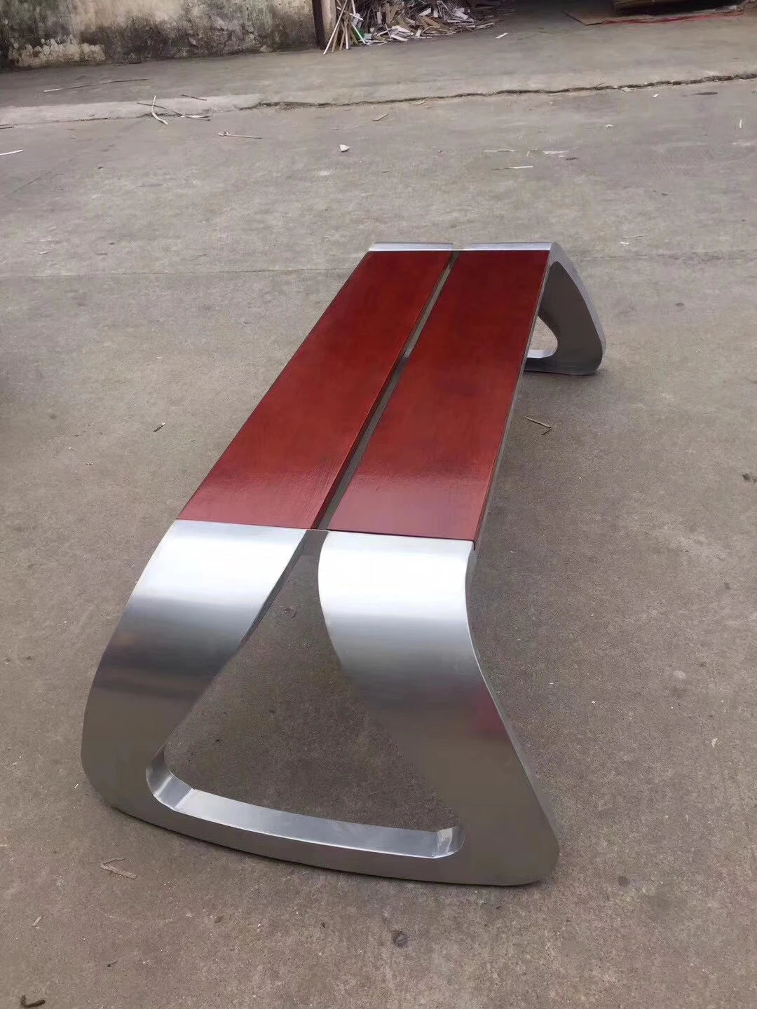 Modern Design Outdoor Metal Bench with Real Wood Park Chair for School Terrace Picnic Street Furniture