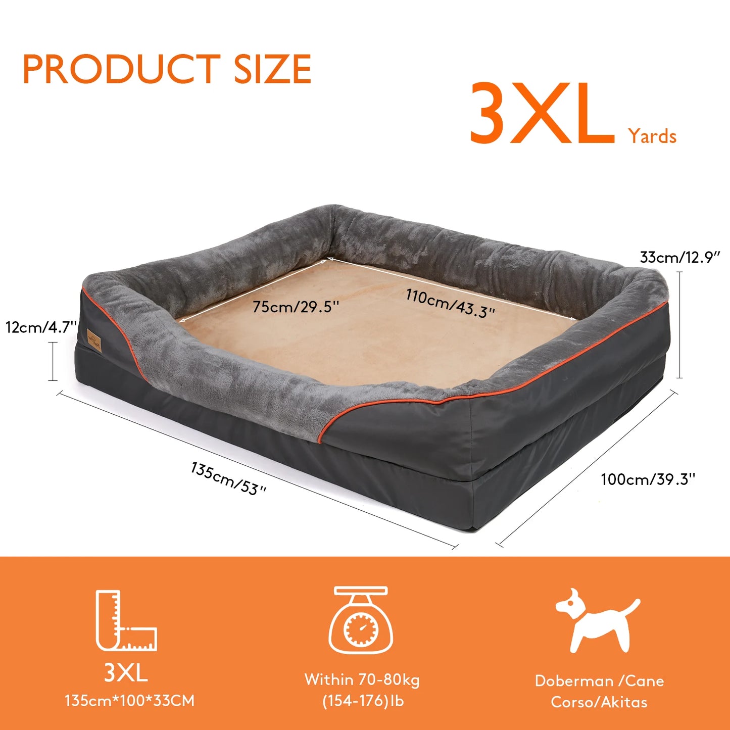 L XL 2XL 3XL Dog Bed Super Soft Orthopedic Foam Pet Bed - Cheerful Home Finds