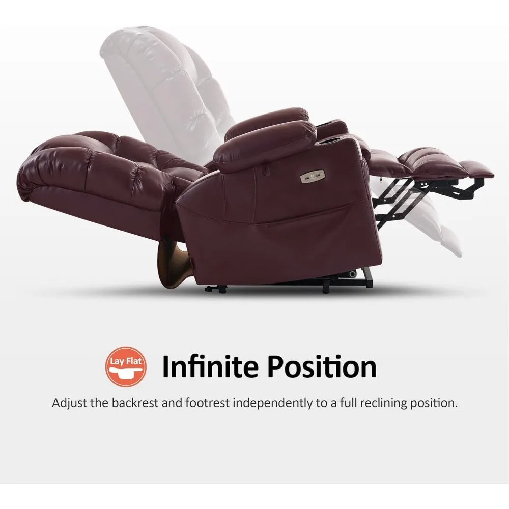 Triple Motor Power Lift Recliner Chair with Massage and Dual Heating Adjustable Headrest for Big and Tall Elderly People Faux Leather