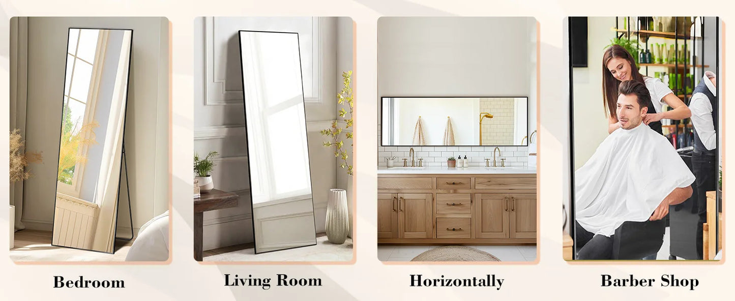 JHK 64"x21" Full Body Wall Mirror with Aluminum Frame - Cheerful Home Finds