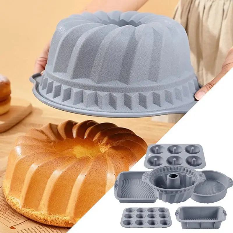 Silicone Loaf Mold Nonstick Cupcake Pan 6X Molds For Baking - Cheerful Home Finds