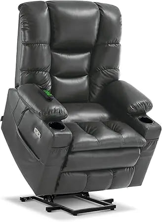 Triple Motor Power Lift Recliner Chair with Massage and Dual Heating Adjustable Headrest for Big and Tall Elderly People Faux Leather
