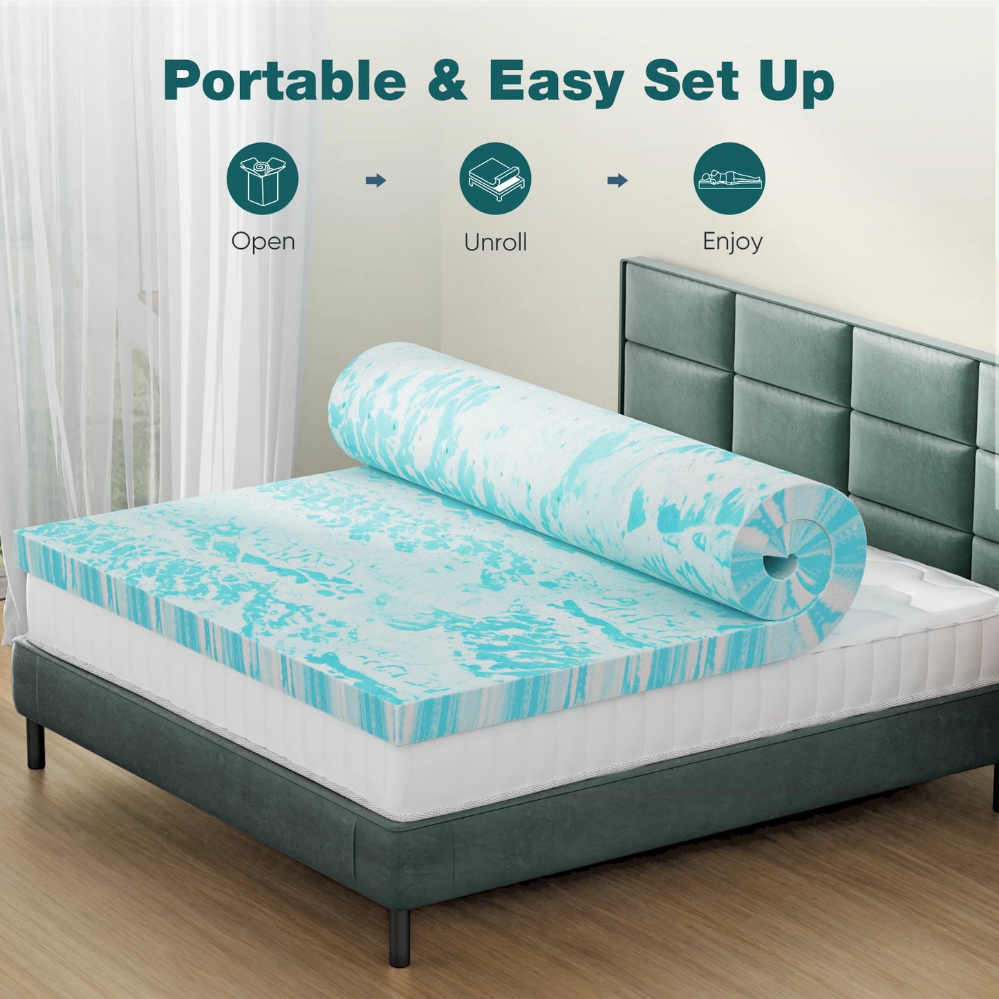 JHK 2-3 Inch Gel Memory Foam Mattress Topper Full Size - Cheerful Home Finds