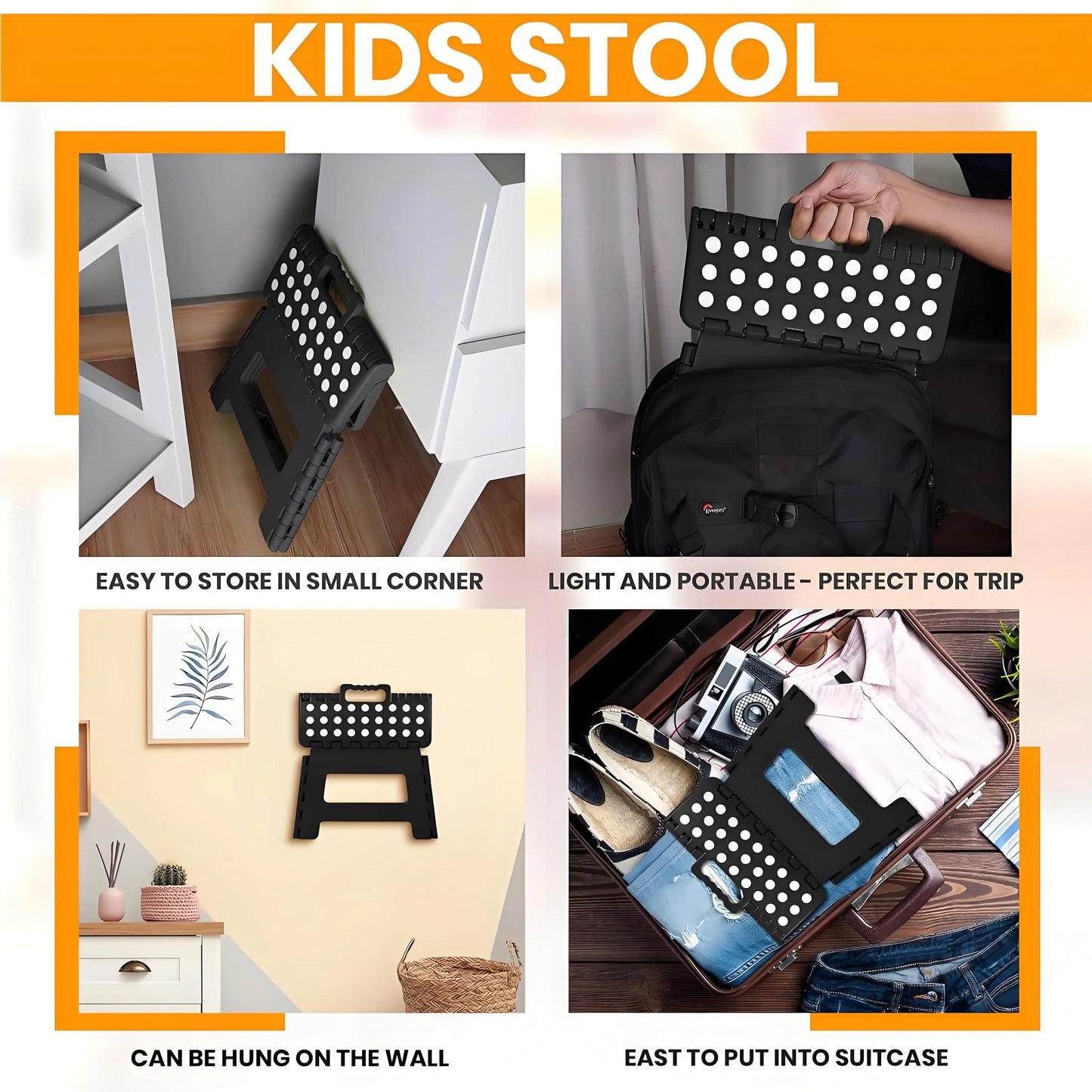 Collapsible PP Stool - 330lb Capacity Multi-Use Seat - Cheerful Home Finds