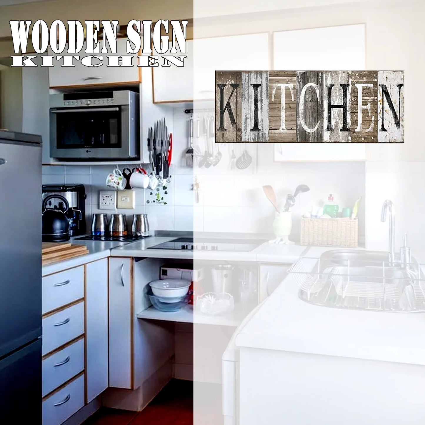 Kitchen Decor Wood Kitchen Sign Wall Decor Rustic Art - Cheerful Home Finds