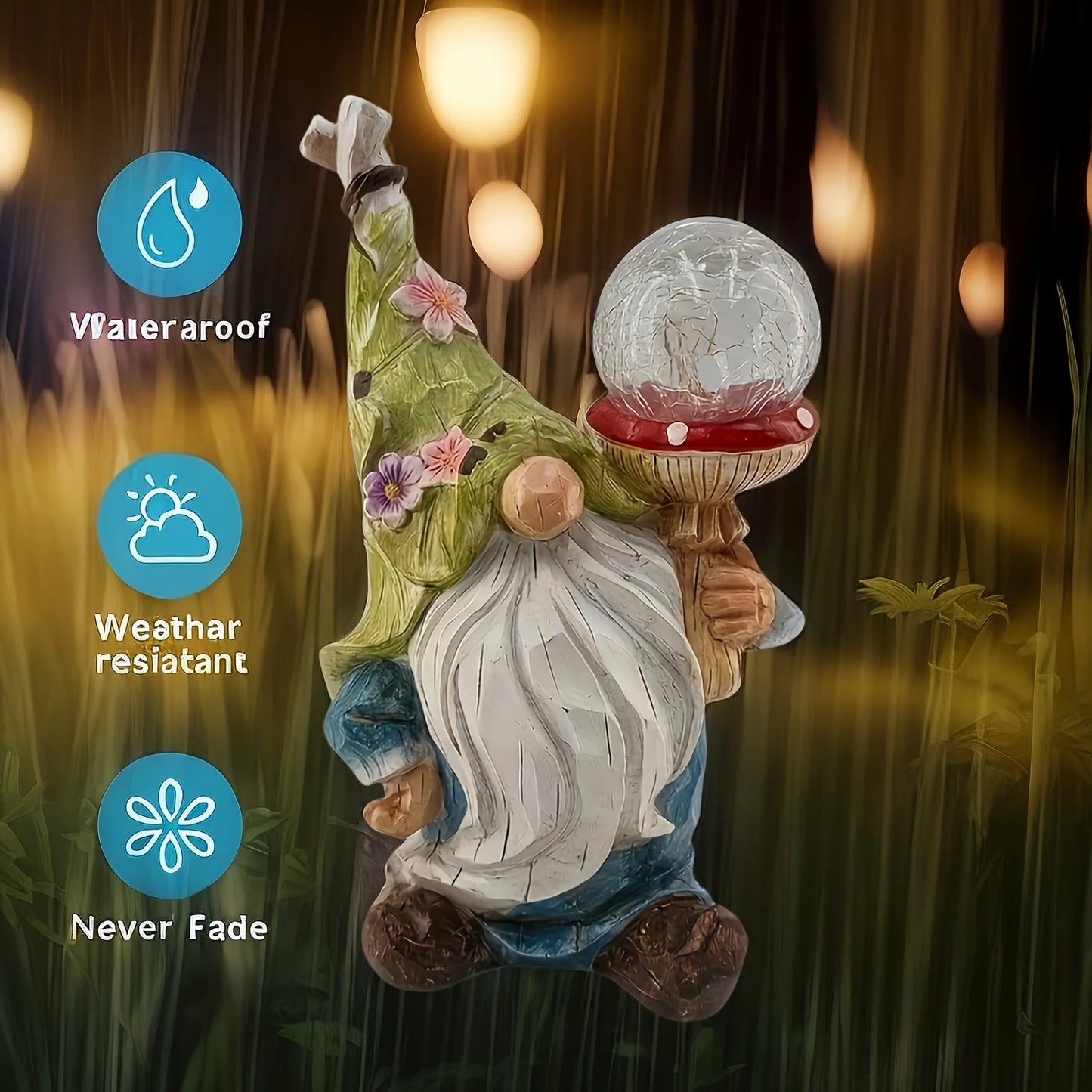 Garden Gnomes Statues Outdoor Decor with Solar Lights - Cheerful Home Finds