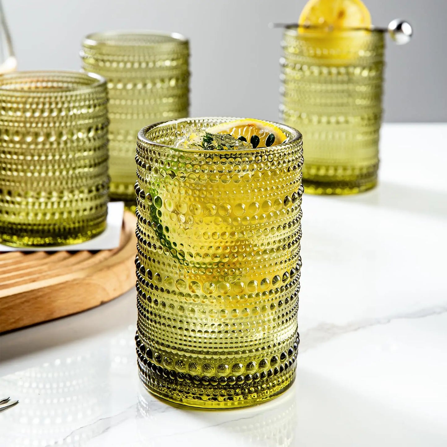 8PCS Vintage Raindrop Glass Cup Highball Glasses Set - Cheerful Home Finds