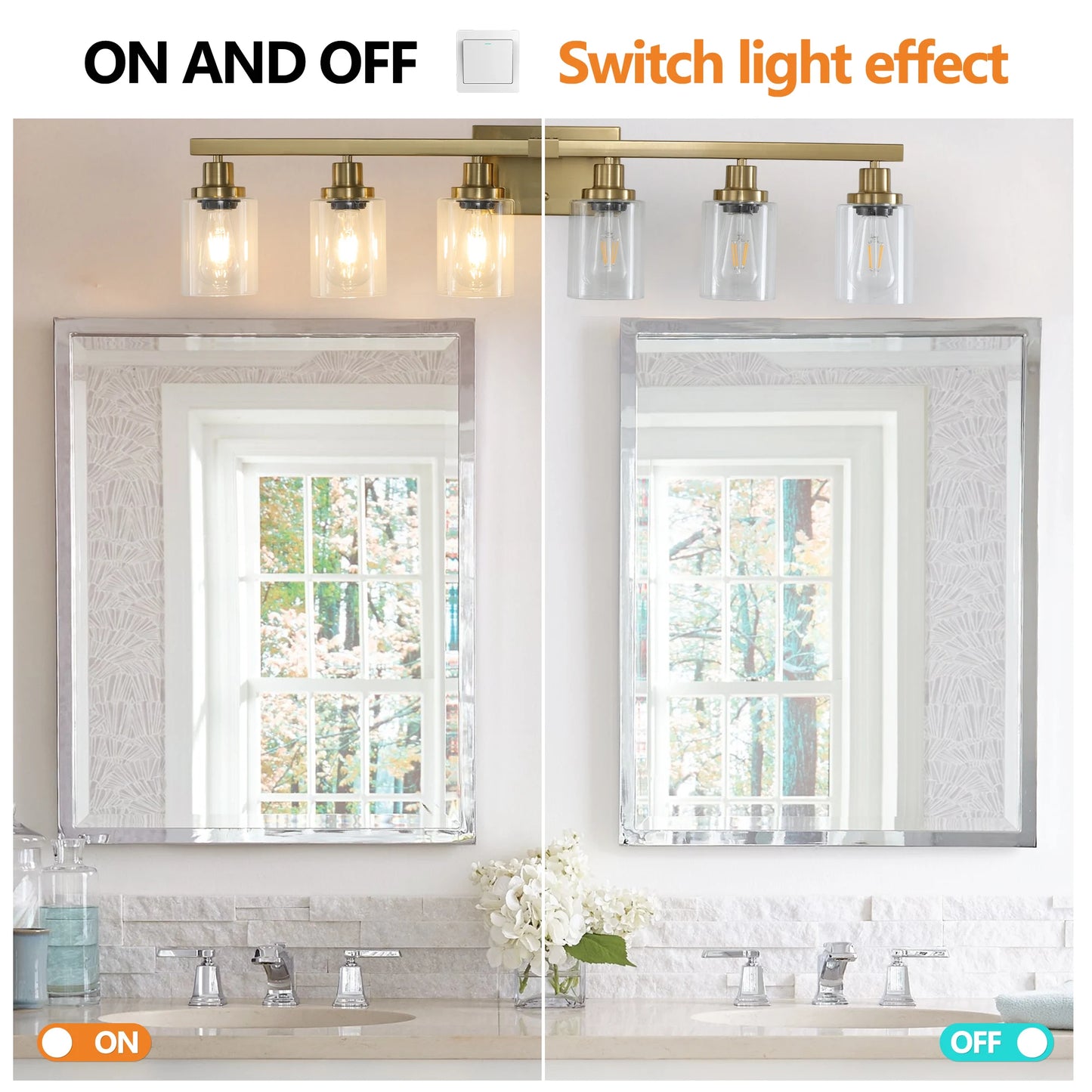6 Light Bathroom Vanity Light Industrial Metal Fixture with Clear Glass Shades Wall Mount Mirror Lighting for Bathroom No Bulb