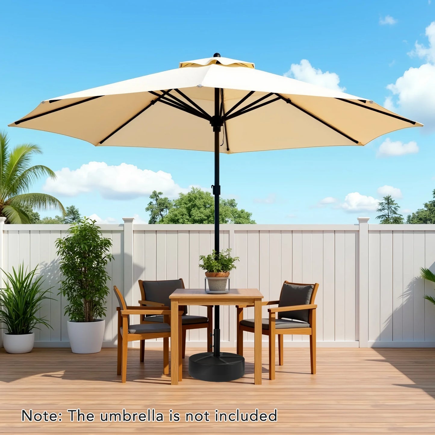 Patio Round Umbrella Base with Two Adjustable Knobs and Three Adapters for Outdoor Poolside Use