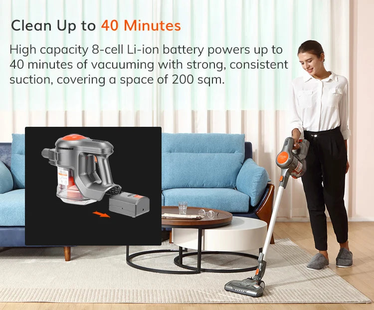 ILIFE H70 Cordless Handheld Vacuum Cleaner Robot 21kPa Suction 1.2L Dust Cup 40 Minutes Runtime LED Illumination Removable Battery