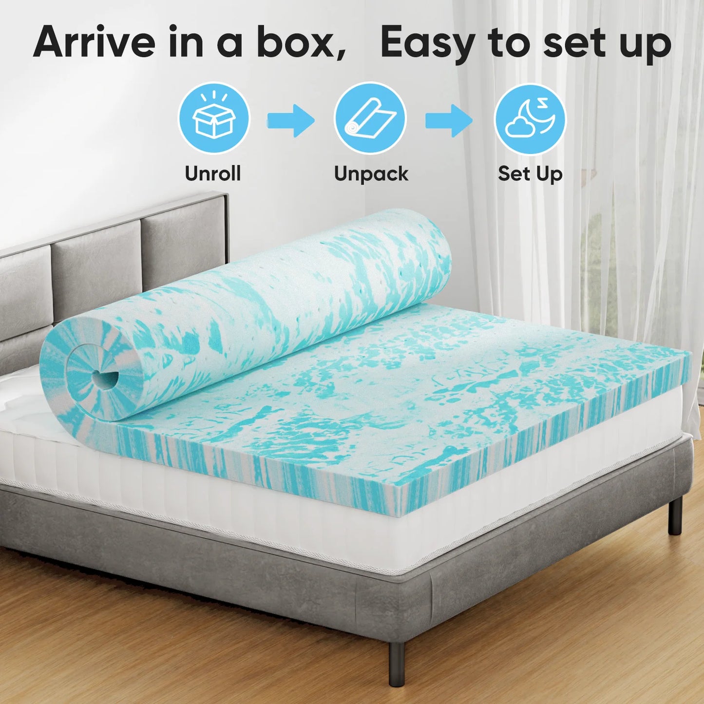 JHK 2-3 Inch Gel Memory Foam Mattress Topper Full Size - Cheerful Home Finds