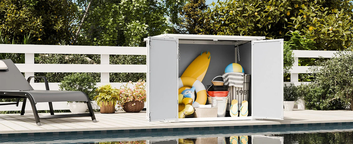 41 Cu Ft Horizontal Outdoor Storage Shed Weatherproof Resin with Floor Gas Spring Lockable Doors