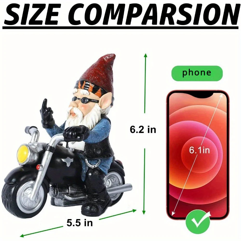 Naughty Gnome Riding Motorcycle Statue Funny Resin Crafts Gift - Cheerful Home Finds