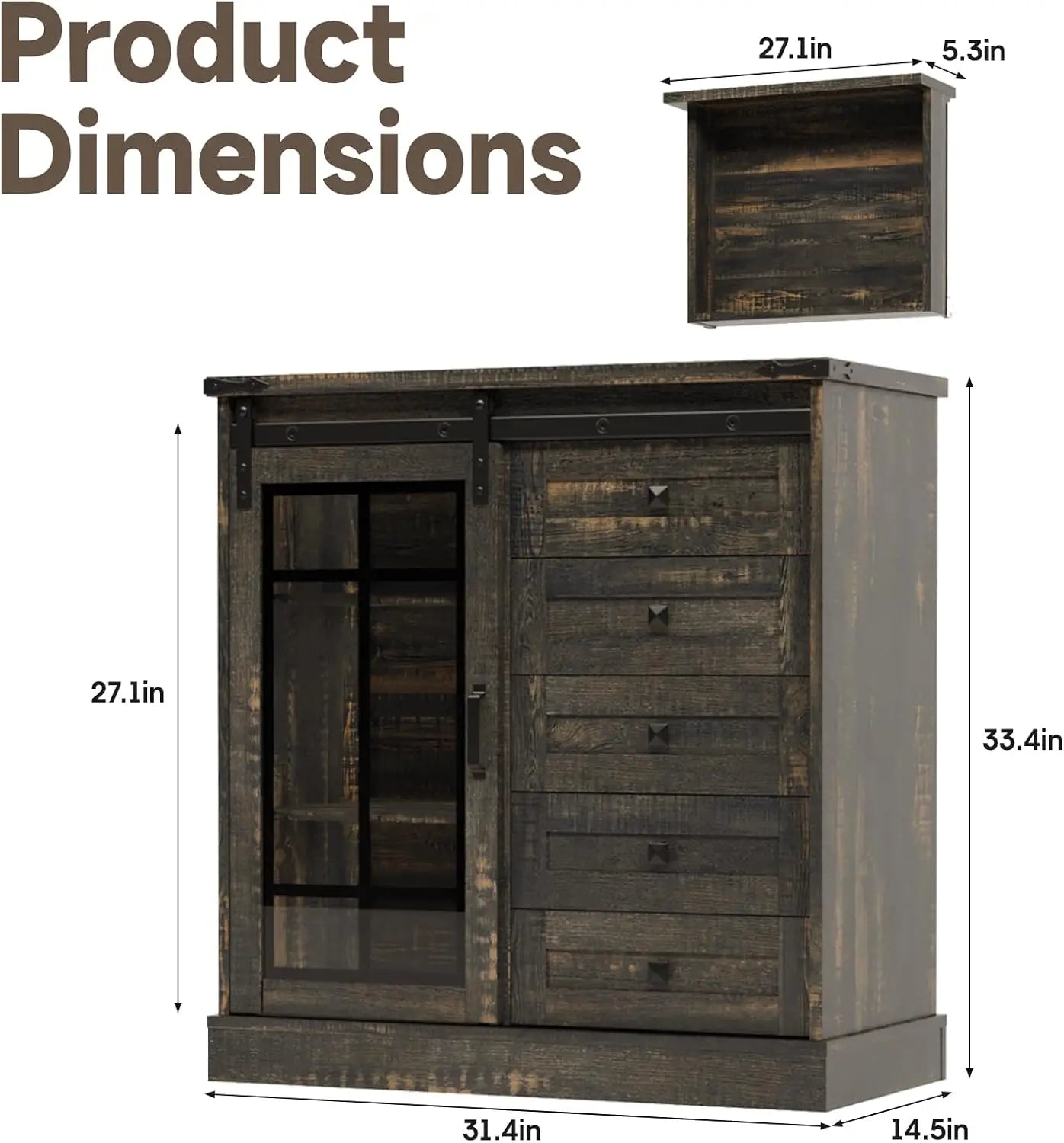 Vabches Dresser for Bedroom 6 Drawer with Glass Door - Cheerful Home Finds
