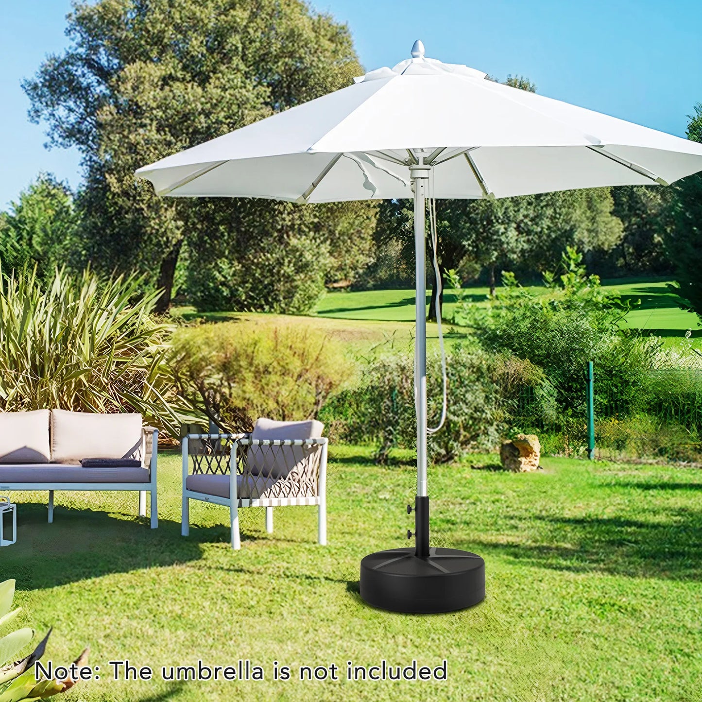 Patio Round Umbrella Base with Two Adjustable Knobs and Three Adapters for Outdoor Poolside Use