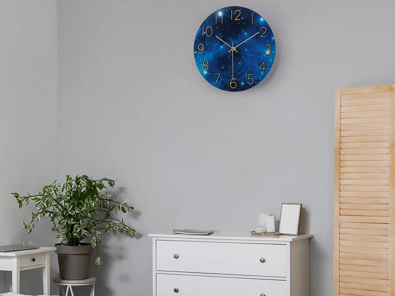 12 Inch Silent Non Ticking Wall Clock Beach Sunrise Glass Battery Operated Analog Clock for Bedroom Living Room Kitchen Office