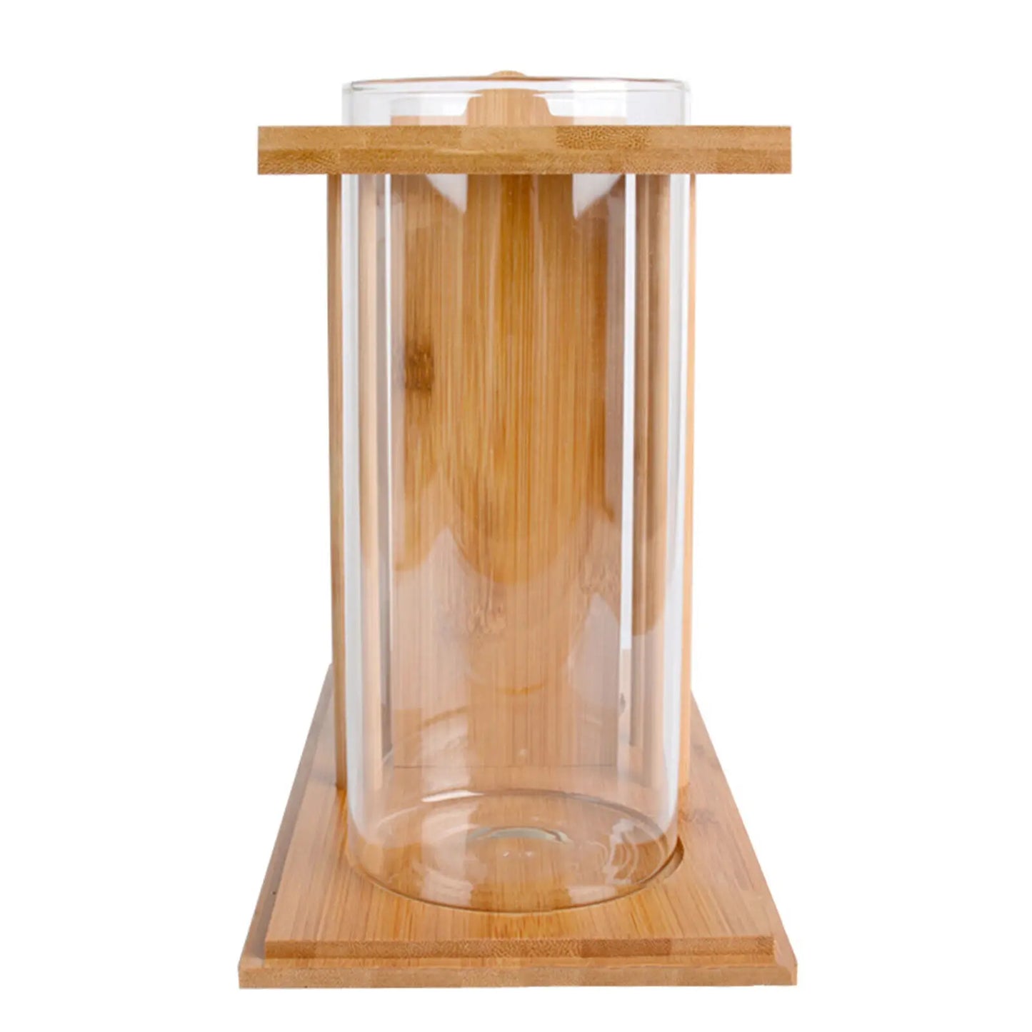 Glass Betta Fish Tank Bamboo Base Mini Aquarium For Desktop - Cheerful Home Finds