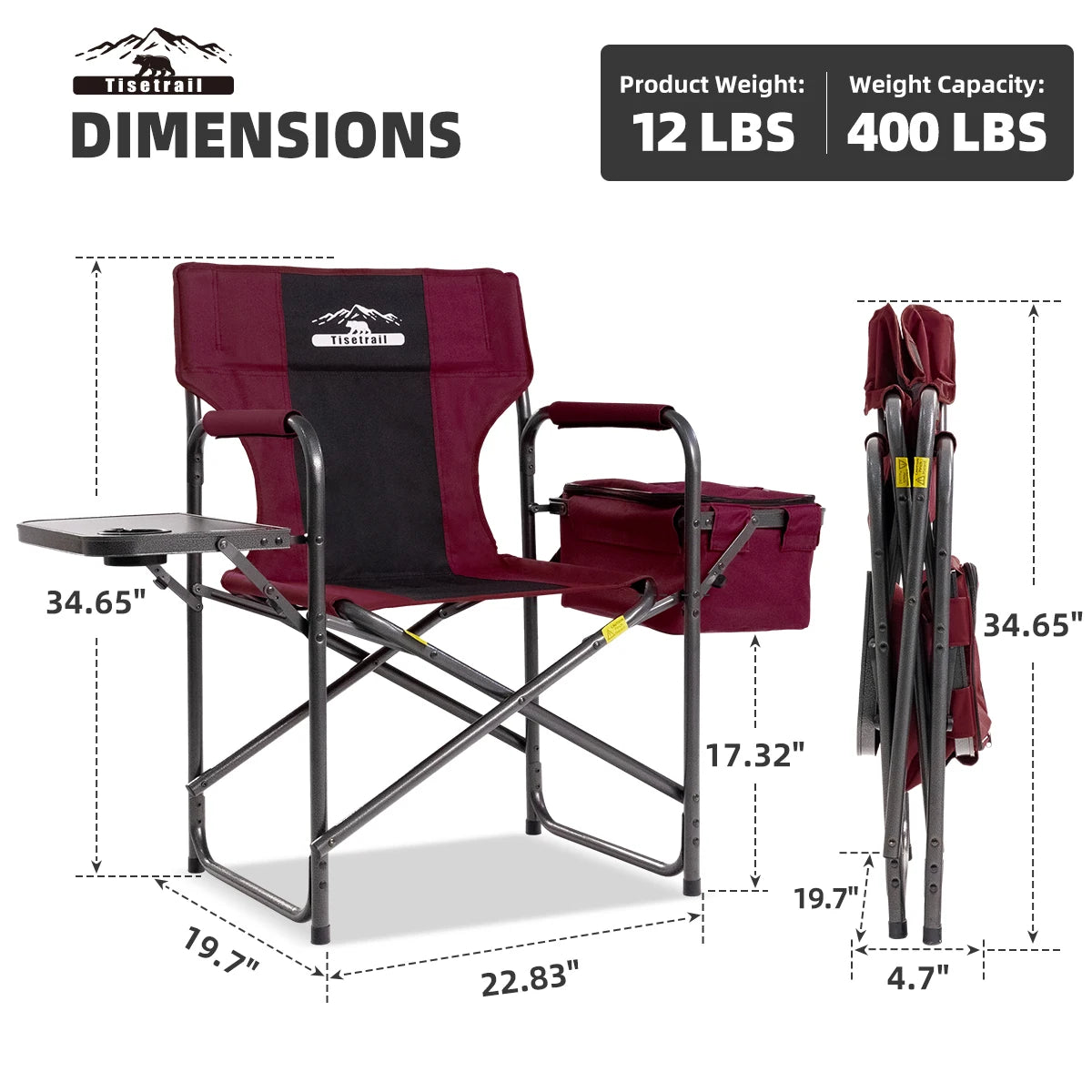 Tisetrail Director Camping Chair with Cooler Bag and Tray - Cheerful Home Finds