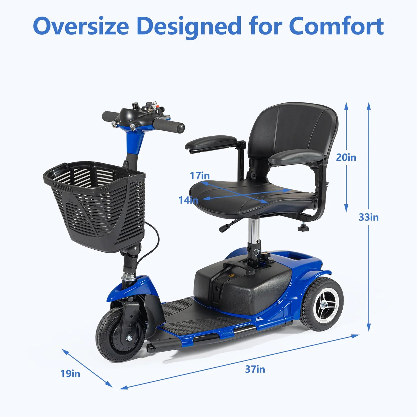 Electric Mobility Scooter Three Wheel Portable Foldable For Adult Elderly Disabled Outdoor Sport - Cheerful Home Finds