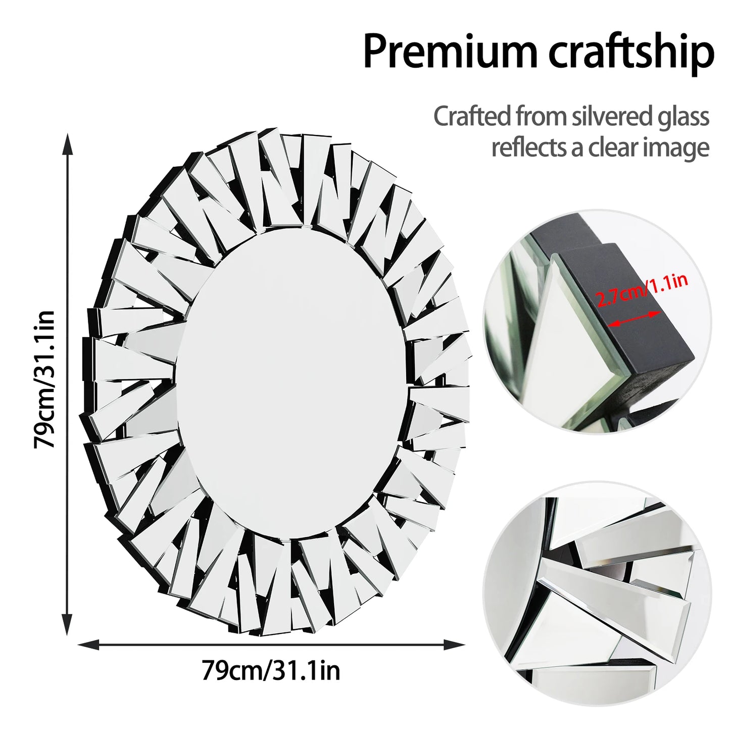 32 Inch Wall Mirrors Decorative Round Sunburst Mirror - Cheerful Home Finds
