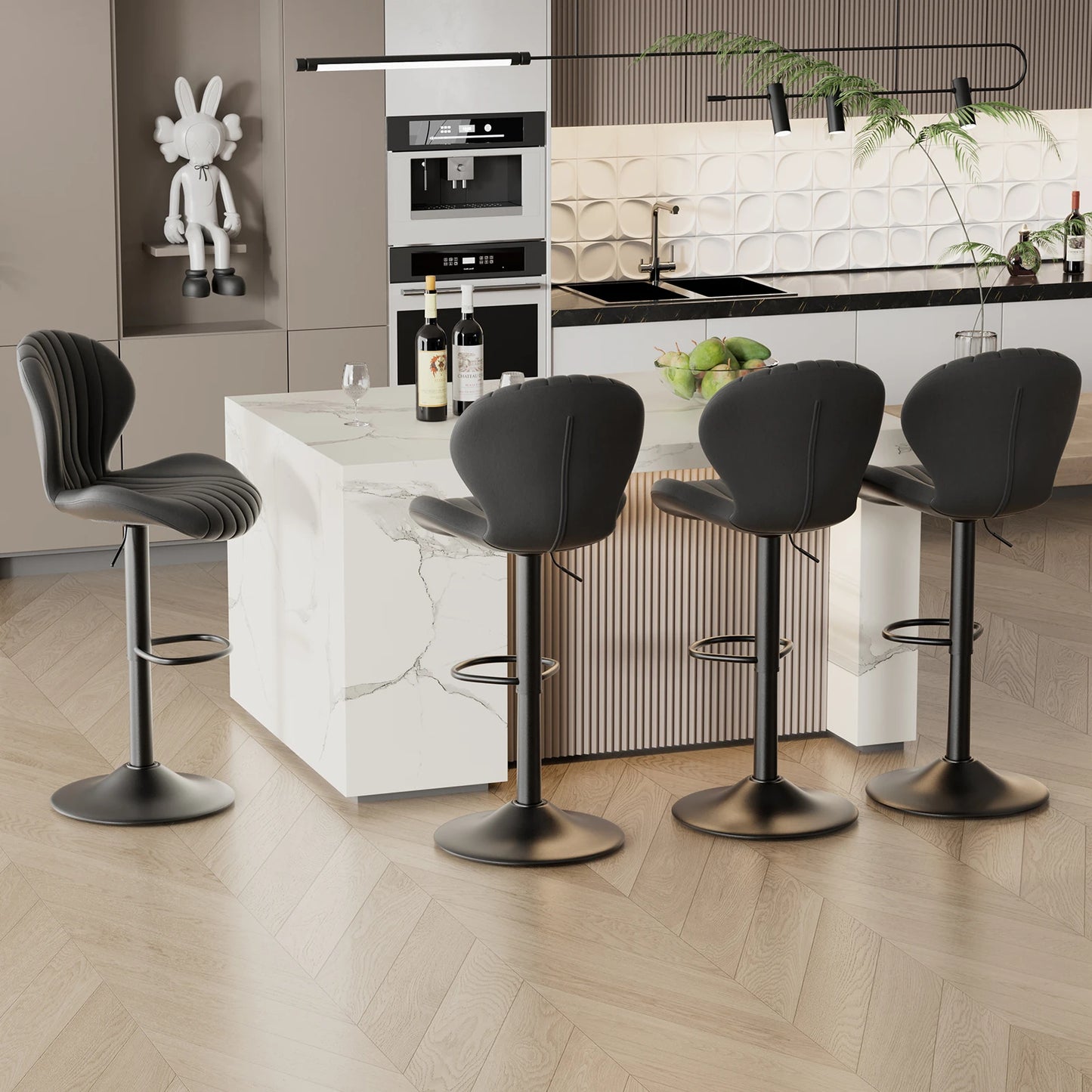 Living Room Chairs 2 Pcs Set Luxury Modern Adjustable Stool - Cheerful Home Finds