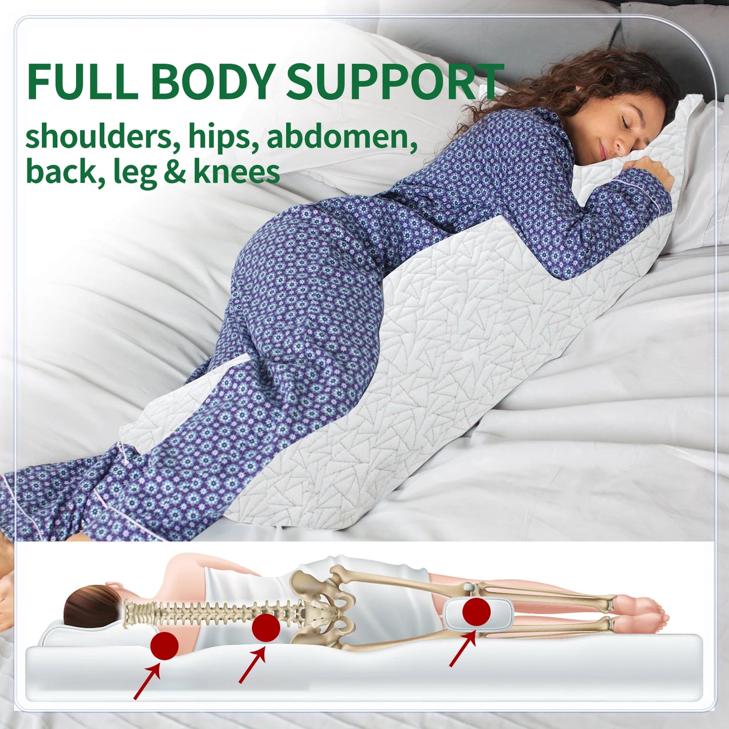 Memory Foam Body Pillow - Fluffy Long Bed Pillow 20x54 Inch - Cheerful Home Finds