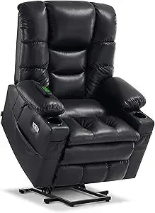 Triple Motor Power Lift Recliner Chair with Massage and Dual Heating Adjustable Headrest for Big and Tall Elderly People Faux Leather