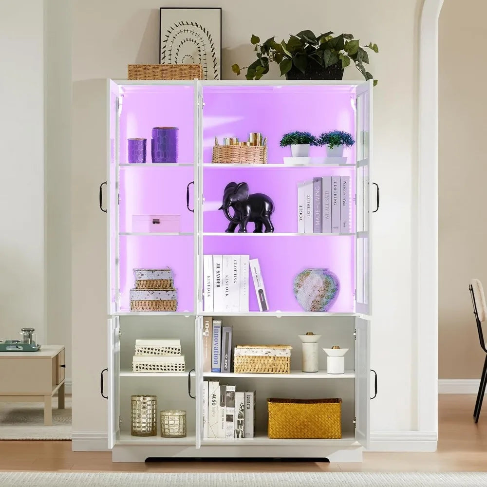 71 Inch Tall Kitchen Pantry with LED Lights and 5 Tier Shelf - Cheerful Home Finds