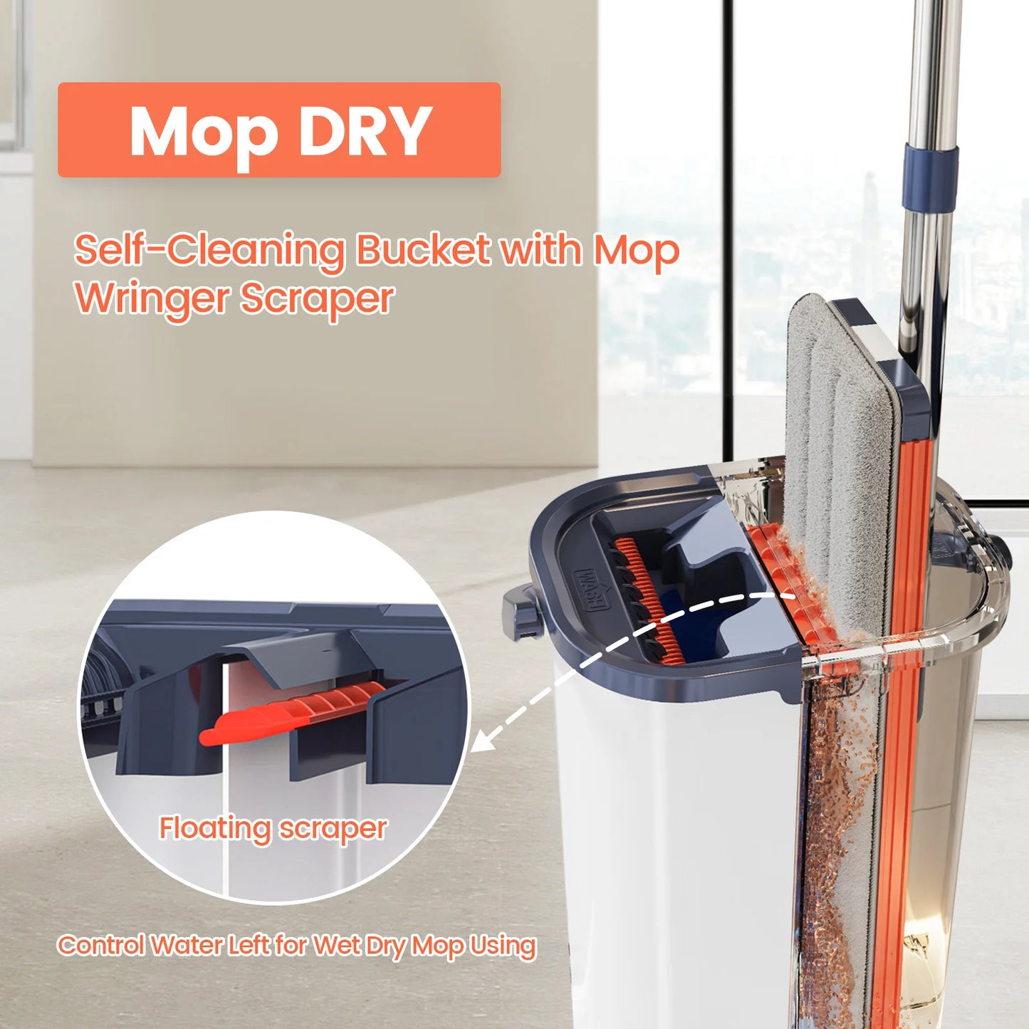 Floor Washing Mop with Separate Clean and Dirty Water Bucket - Cheerful Home Finds
