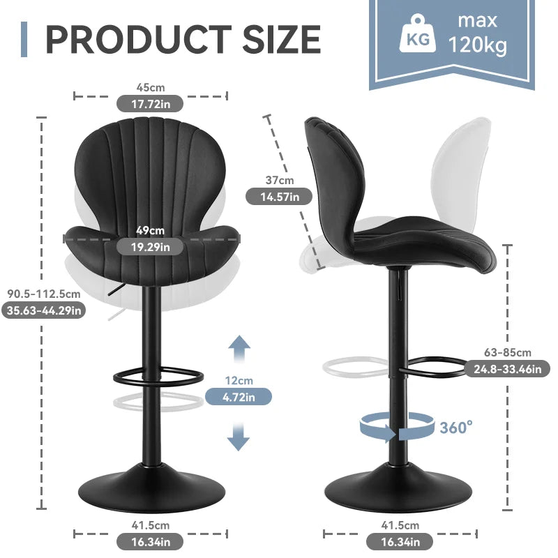 Living Room Chairs 2 Pcs Set Luxury Modern Adjustable Stool - Cheerful Home Finds