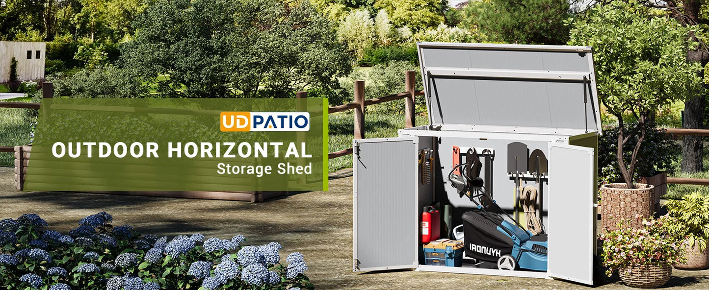 41 Cu Ft Horizontal Outdoor Storage Shed Weatherproof Resin with Floor Gas Spring Lockable Doors