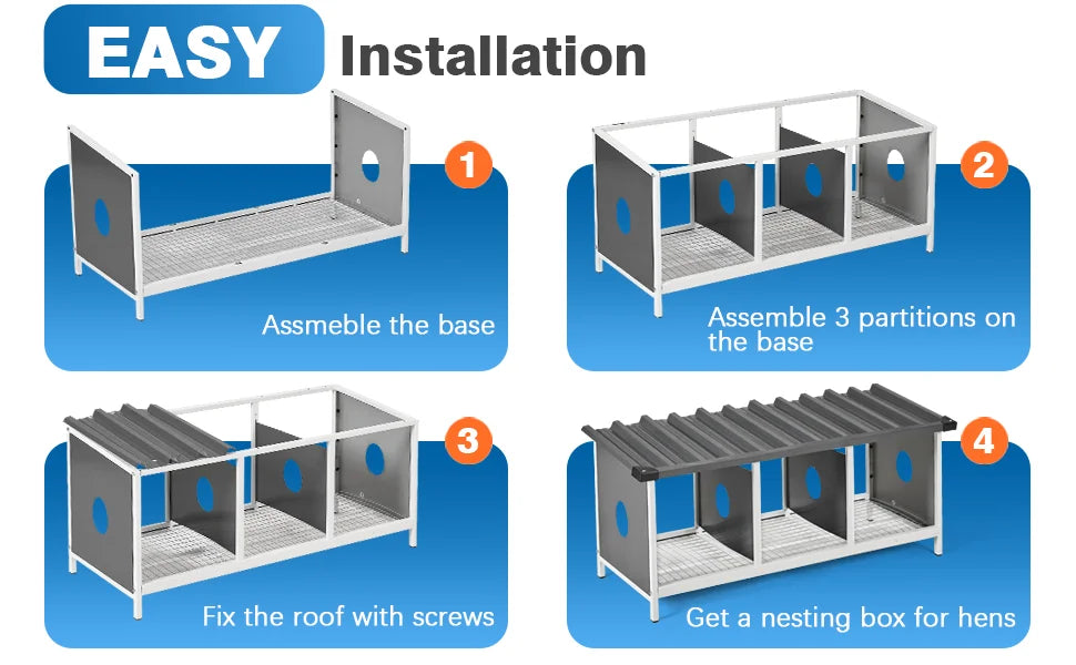 3 Compartments Nesting Box for Hens Metal Egg Laying Nest - Cheerful Home Finds