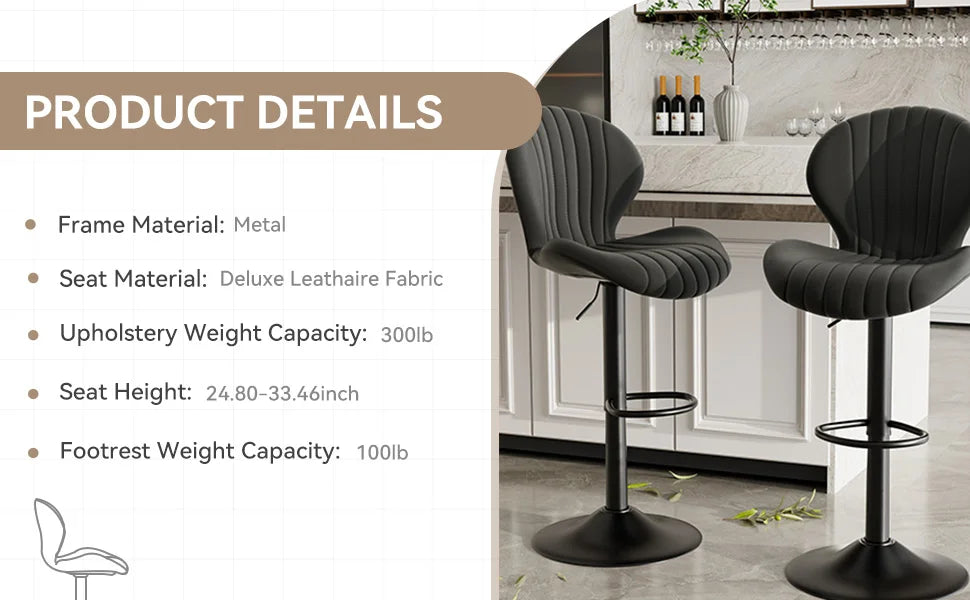 Living Room Chairs 2 Pcs Set Luxury Modern Adjustable Stool - Cheerful Home Finds