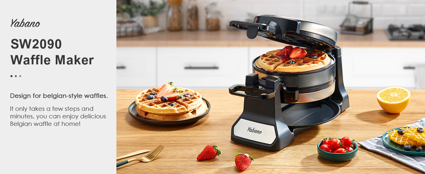 Belgian Waffle Maker Classic Rotating Iron Nonstick Plates - Cheerful Home Finds