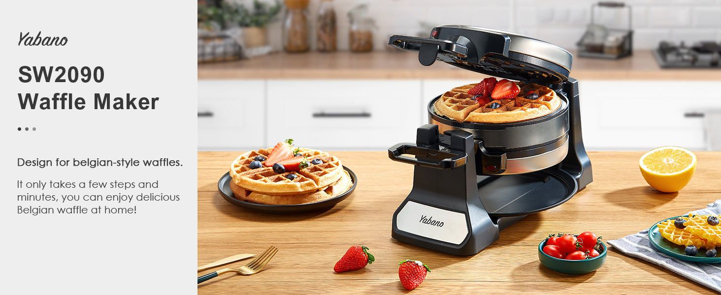 Belgian Waffle Maker Classic Rotating Iron Nonstick Plates - Cheerful Home Finds