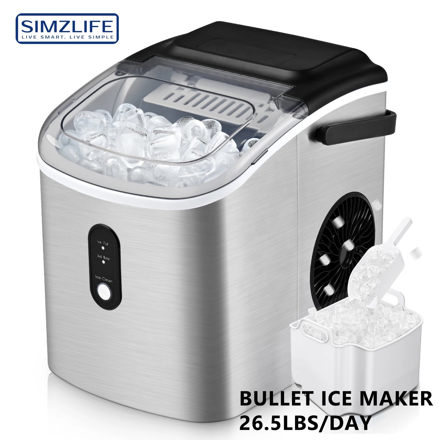 Euhomy Countertop Ice Maker Machine with Handle 26 lbs/24H - Cheerful Home Finds