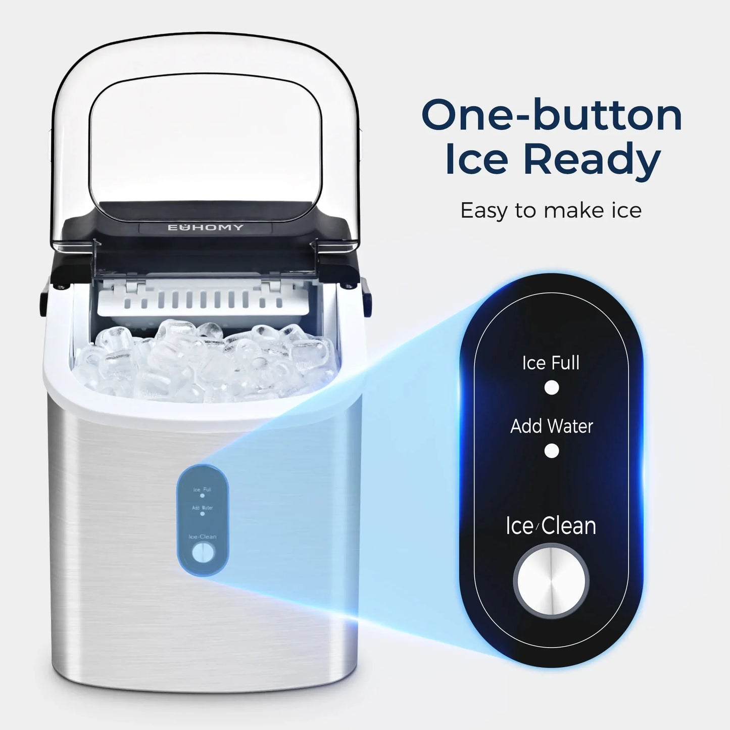 Euhomy Countertop Ice Maker Machine with Handle 26 lbs/24H - Cheerful Home Finds