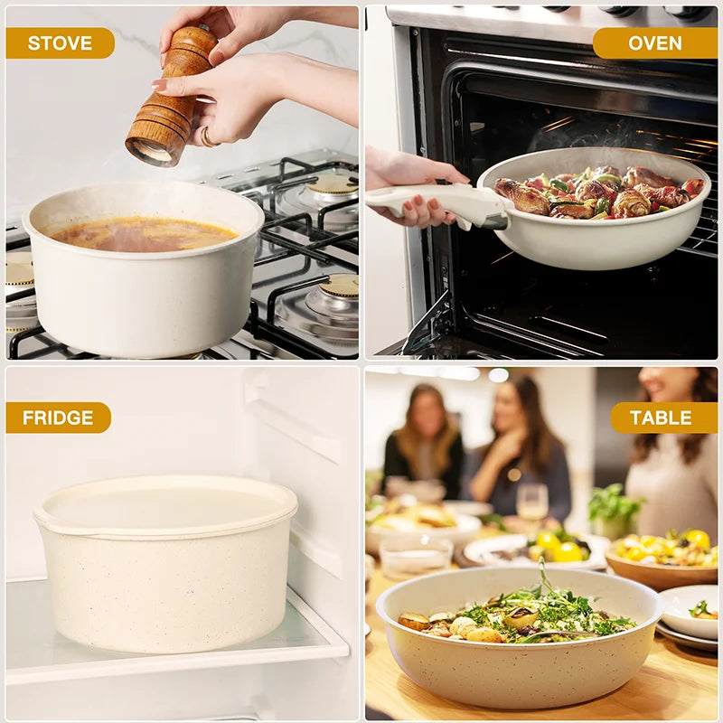 Astercook 21 Non Stick Ceramic Cookware Set Sensor Handles