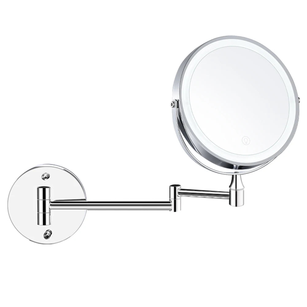 8 Inch Wall Mounted Bathroom Mirror Adjustable LED Makeup Mirror 10X Magnifying Touch Vanity Cosmetic Mirror with Light - Cheerful Home Finds
