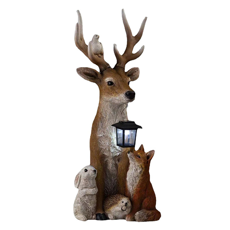 Hand Painted Deer Statue with Solar Light for Outdoor Garden - Cheerful Home Finds