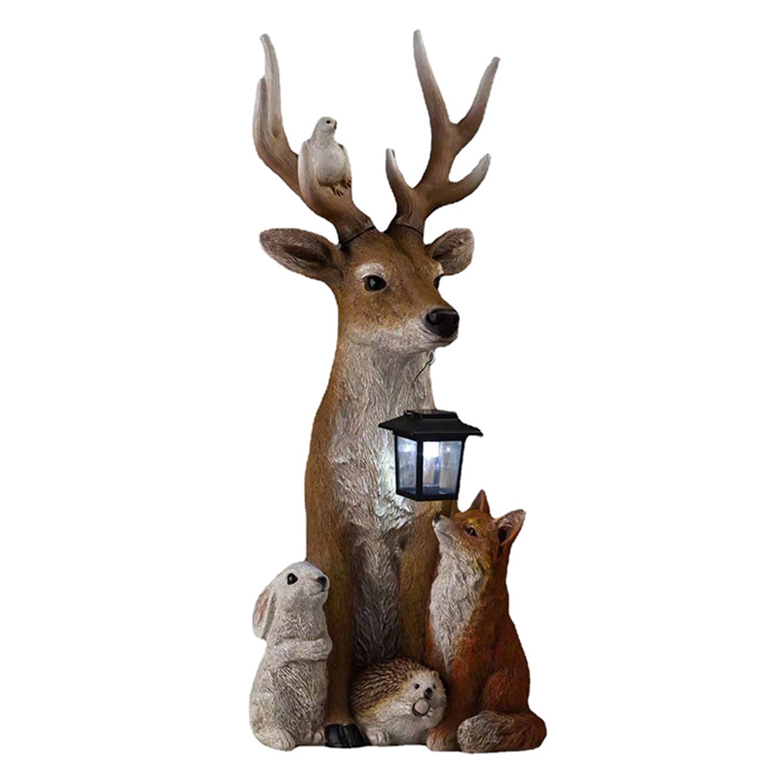 Hand Painted Deer Statue with Solar Light for Outdoor Garden - Cheerful Home Finds
