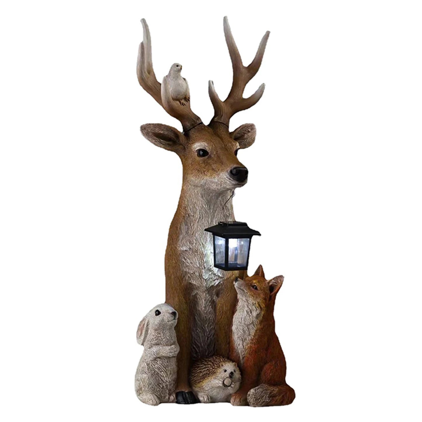 Hand Painted Deer Statue with Solar Light for Outdoor Garden - Cheerful Home Finds