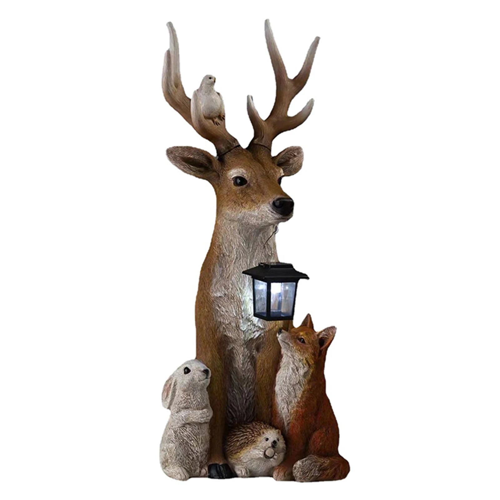Hand Painted Deer Statue with Solar Light for Outdoor Garden - Cheerful Home Finds