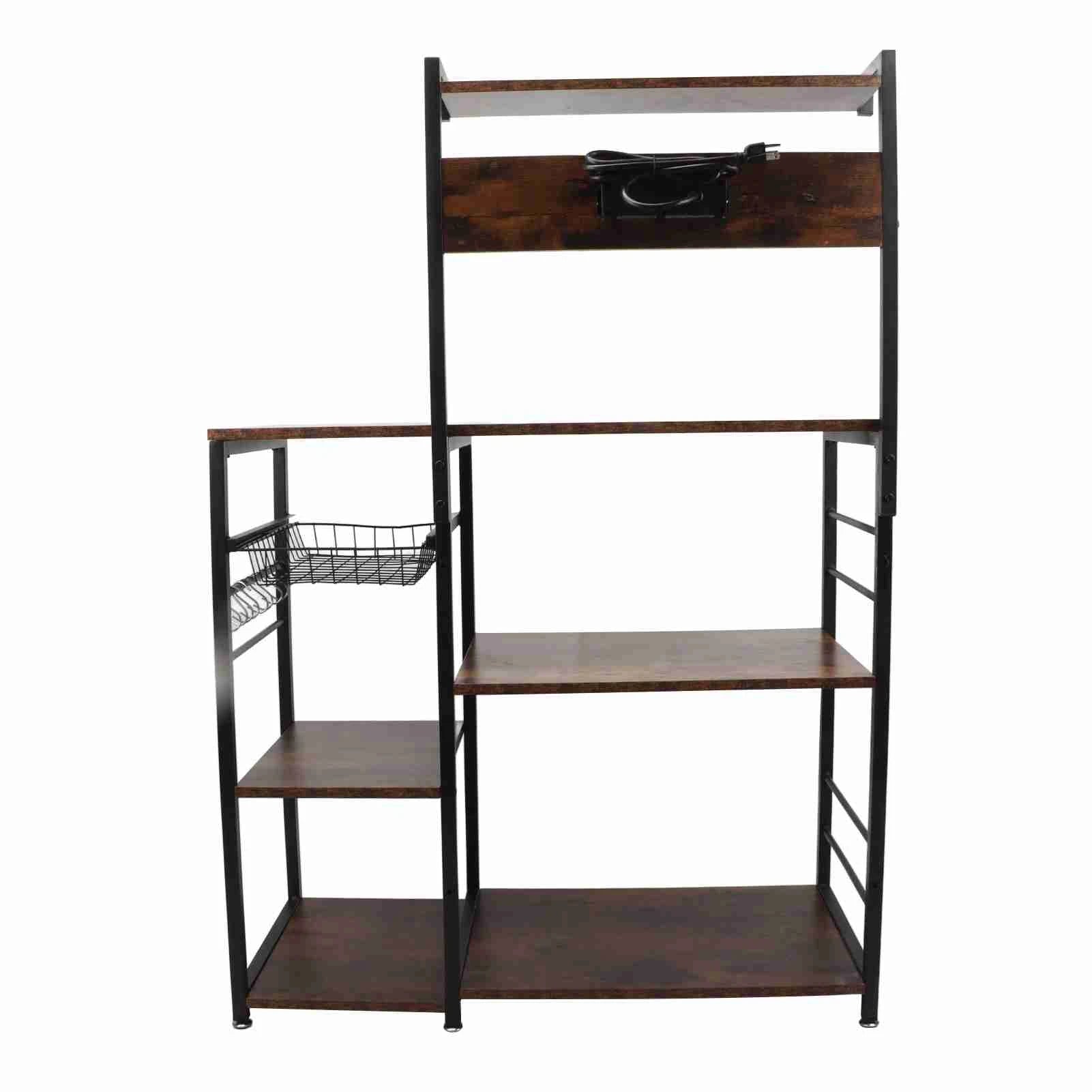 Kitchen Utility Storage Shelf Microwave Oven Stand Coffee Bar Station Rust Resistant Strong Load Bearing Multi Tier for Spices - Cheerful Home Finds