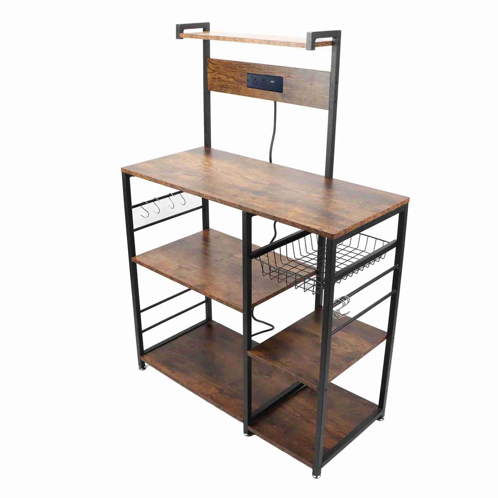 Kitchen Utility Storage Shelf Microwave Oven Stand Coffee Bar Station Rust Resistant Strong Load Bearing Multi Tier for Spices - Cheerful Home Finds