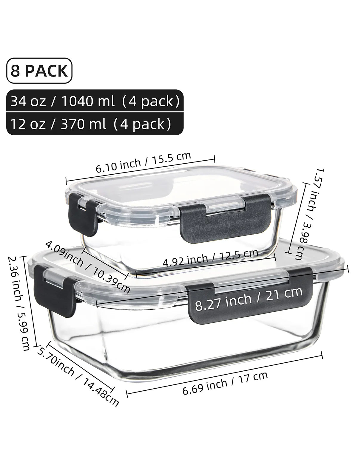 8-Piece Glass Food Storage Containers Set, BPA-Free, Leakproof - Cheerful Home Finds